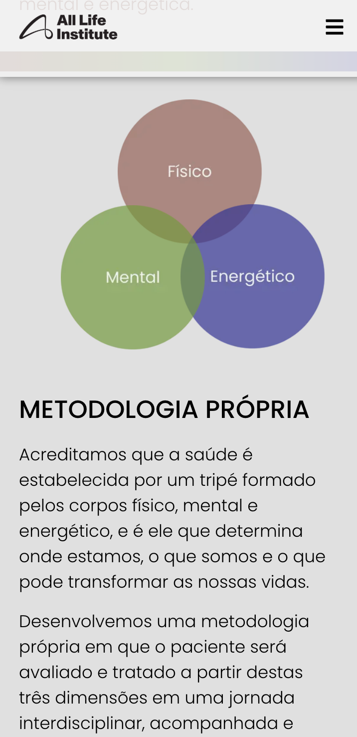 Site institucional para instituto de saúde – All Life.