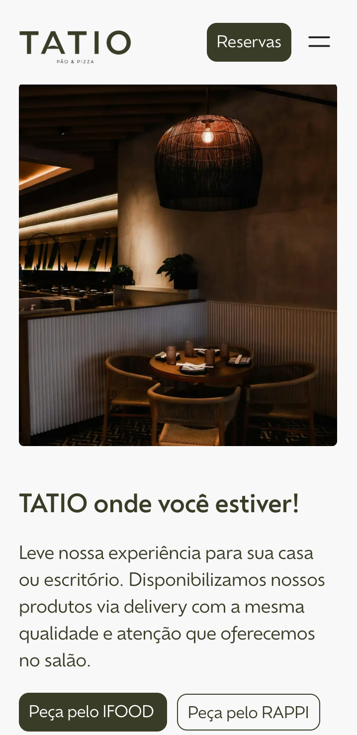site institucional para restaurante - Tatio